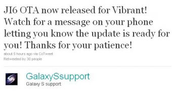 Samsung Vibrant Is Getting JI6 Update, Officially Pushed OTA