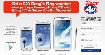 Galaxy handsets come with a free gift card in the UK