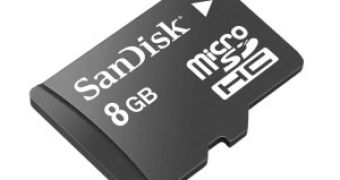 The SanDisk 8GB microSDHC memory card