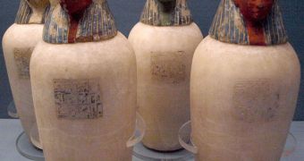 Canopic jars are used to store the internal organs of preserved mummies