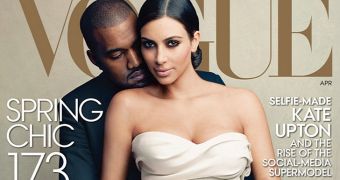 Kim Kardashian lands her first US cover of Vogue, with fiancé Kanye West