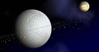 Artistic impression of Saturn's moon Rhea