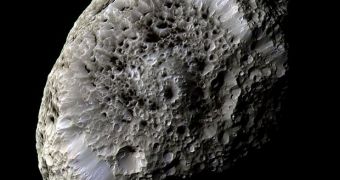 Saturn's moon Hyperion resembles a sea sponge