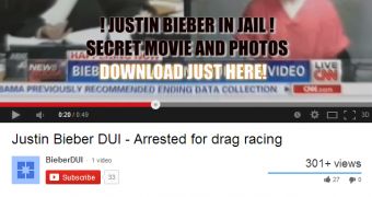 Justin Bieber YouTube video used to lure people to scammy sites