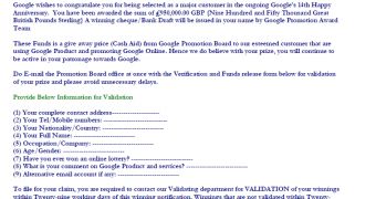 Google Doodle lottery scam