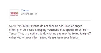 Tesco warns customers of Facebook scam