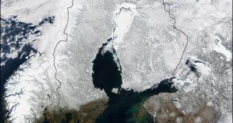Satellite image of the Scandinavian peninsula