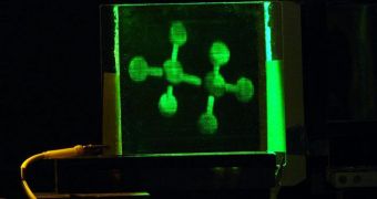 Image of the first re-writable holographic display