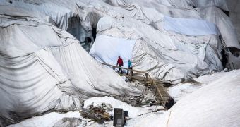 Researchers use blankets to protect one of the oldest glaciers in the Alps against global warming