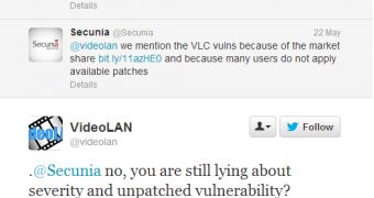 Secunia and VLC argue on Twitter