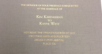 Here is what Kim and Kanye's wedding invitation looks like