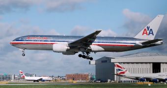 Boeing 777-200ER landing at London Heathrow Airport
