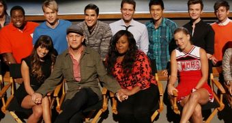 Ryan Murphy with his “Glee” stars