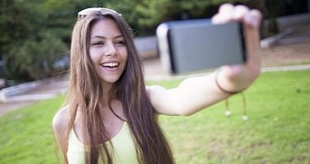Girl using iPhone