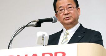 Sharp Corp's President Takashi Okuda