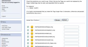 Emoticons Administration In Simple PHP Blog