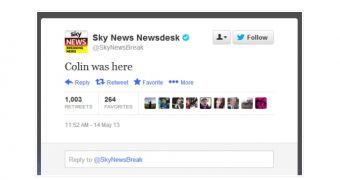 Sky News Twitter Account Hacked, “Colin Was Here” Message Posted (Updated)