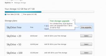 The SkyDrive storage plans