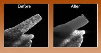 Image of the nickel rods before and after the compression process