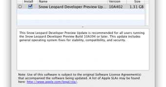 Snow Leopard Build 10A402 shows up in developers' Software Updaters