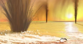 Artistic impression of geysers on Mars