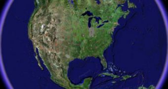 The starting view of Google Earth
