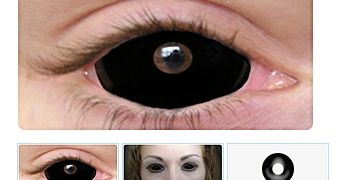 A very dark and evil all-black contact lense