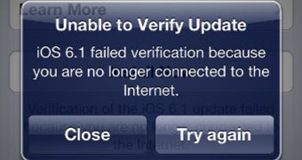 iOS 6.1 update error