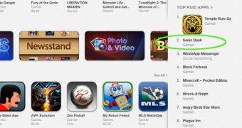 Sonic Dash makes #2 spot in iTunes' Top Paid Apps chart