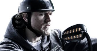 Charlie Hunnam in character for a “Sons of Anarchy” official still