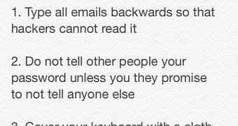 Parodic list of practices for secure email communication