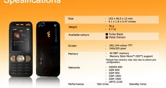 Sony Ericsson W890i Specification Sheet