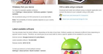 Sony Xperia Z support page