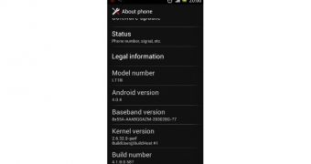 Sony Xperia arc S "About phone" (screenshot)