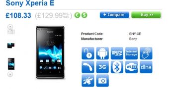 Sony Xperia E order page