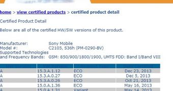 Sony Xperia L new firmware approval