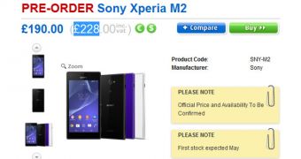 Sony Xperia M2 pre-order page