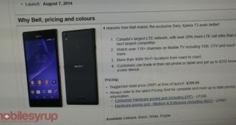 Sony Xperia T3 Coming to Canada on August 7 for $400 Outright