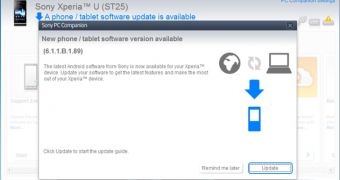 Sony Xperia U firmware version 6.1.1.B.1.89 (screenshot)