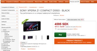 Sony Xperia Z1 Compact now available in Sweden