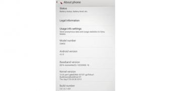 Sony Xperia Z1 "About phone" (screenshot)