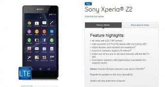 Sony Xperia Z2 at Bell Canada