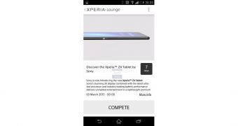 Sony Xperia Lounge app screenshot