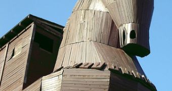 A replica of the Trojan Horse at the site of Troy