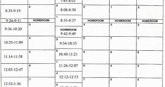 A basic school timetable, left blank