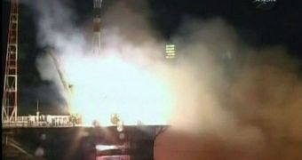 The Soyuz TMA-19 spacecraft taking off from Kazakhstan