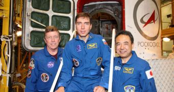 This is the SOyuz TMA-02M crew, which is schedule to dock to the ISS on June 9, 2011