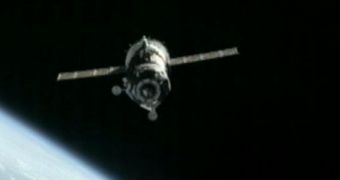 Soyuz TMA-05M is seen here on final approach to the ISS earlier today, July 17, 2012