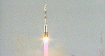 The Soyuz TMA-15 spacecraft takes off from Kazakhstan aboard a Soyuz rocket