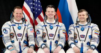 Ron Garan (left, NASA) and Russian cosmonauts Alexander Samokutyaevn (center) and Andrey Borisenko are the next three members of Expedition 27